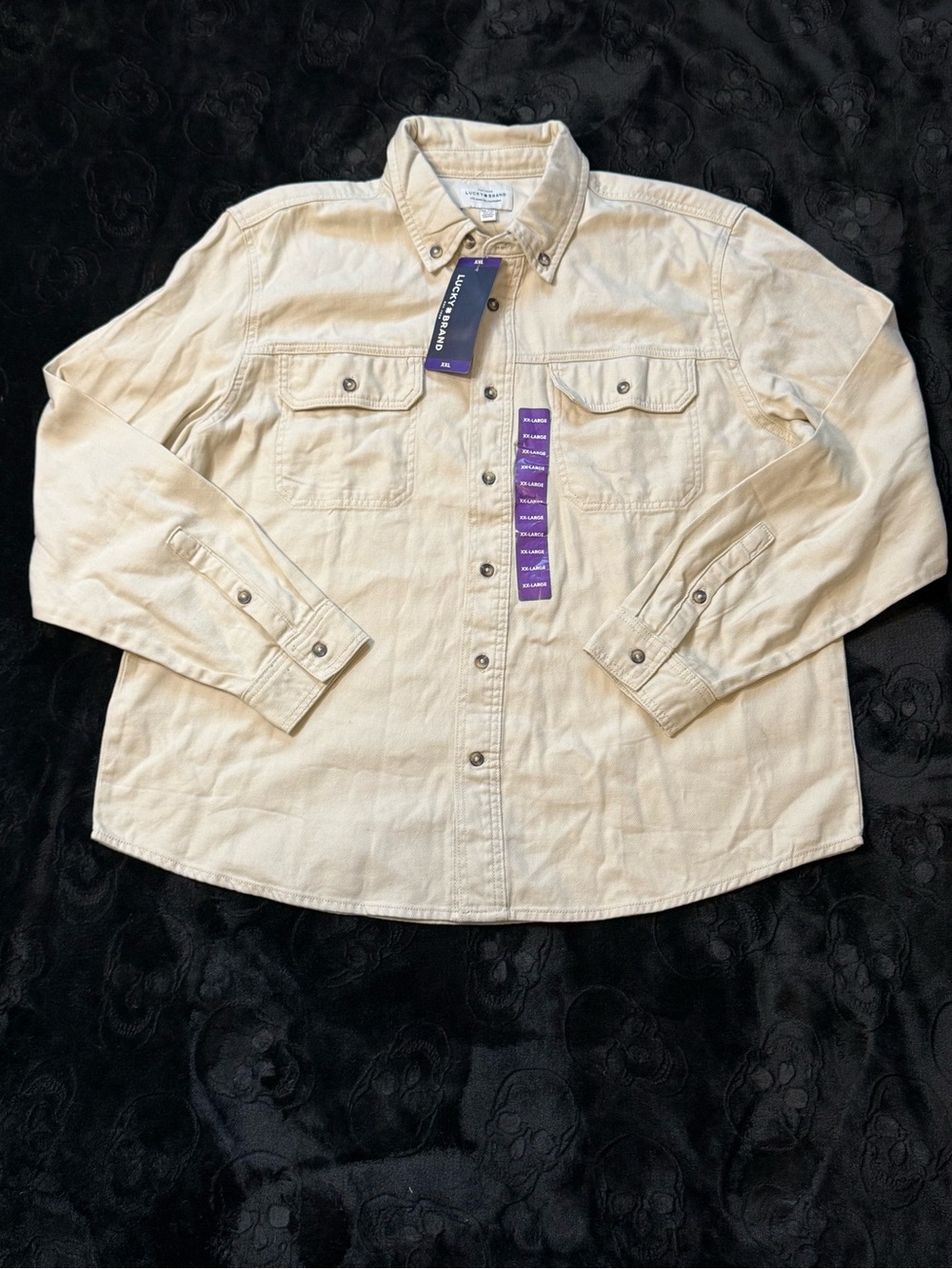 Lucky Brand XXL Utility Shirt Cream Cotton Workwear Western NWT Mens 2XL